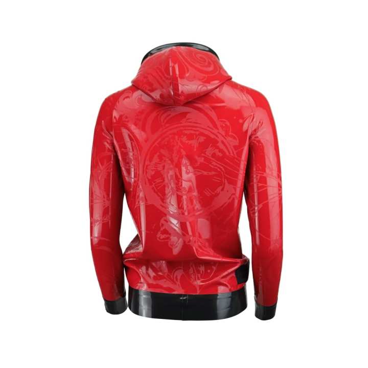 Hoodie STEAMPUNK ELEMENTS „LOOSE FIT“ Latex Laser Edition rot schwarz